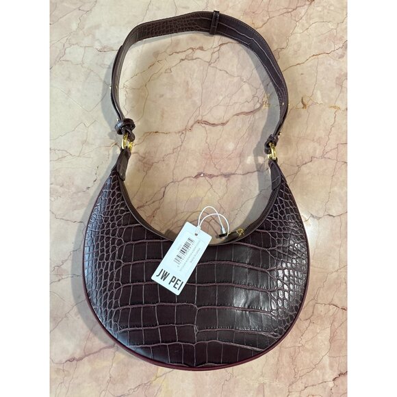 JW PEI Carly Saddle Bag in Brown Croc New Womens Shoulder Purse - Picture 6 of 14